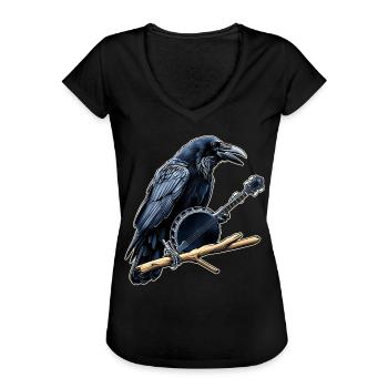 Raven Crow Bluegrass Banjo Spieler - Frauen Vintage T-Shirt - Schwarz - Vorne