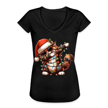 Polka Dot Maine Coon Kat Solbriller Søde Vi - Dame vintage T-shirt - sort - Foran - Danielle (179cm)