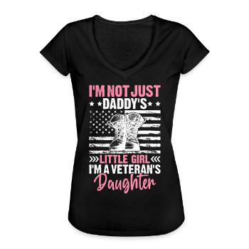 Fille à papa Fille d’ancien combattant Fière militaire - T-shirt vintage Femme - noir - Devant - Danielle (179cm)