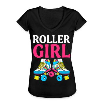 Roller Girl Roller Skating Skating Girl Skating - Frauen Vintage T-Shirt - Schwarz - Vorne - Danielle (179cm)