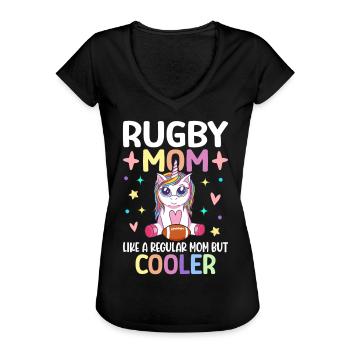 Rugby Mom Like A Regular Mom Female - Women's Vintage T-Shirt - black - Front - Danielle (179cm)