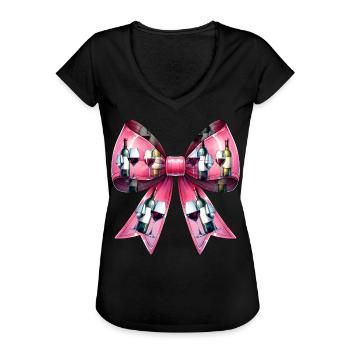 Coquette Bow Buveur de Vin Rose - T-shirt vintage Femme - noir - Devant - Danielle (179cm)