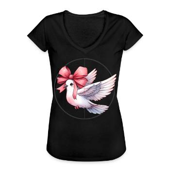 Coquette Bogen Taubenjagd Jäger rosa Schleife Mom - Frauen Vintage T-Shirt - Schwarz - Vorne - Danielle (179cm)