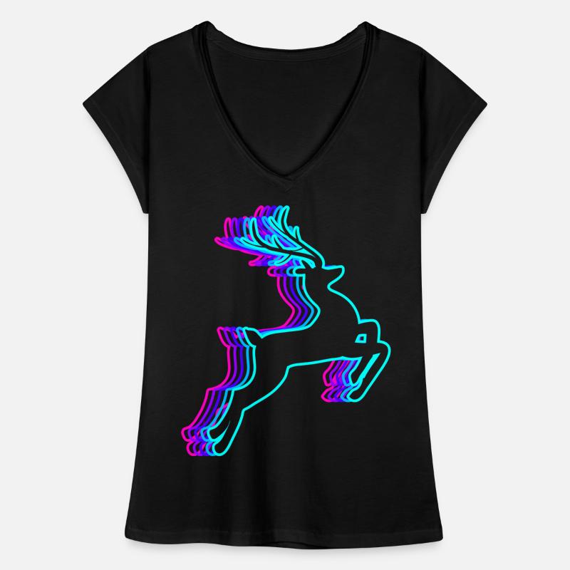 Retro Rentier Weihnachten Weihnachtsmann Vaporwave Frauen Vintage T-Shirt