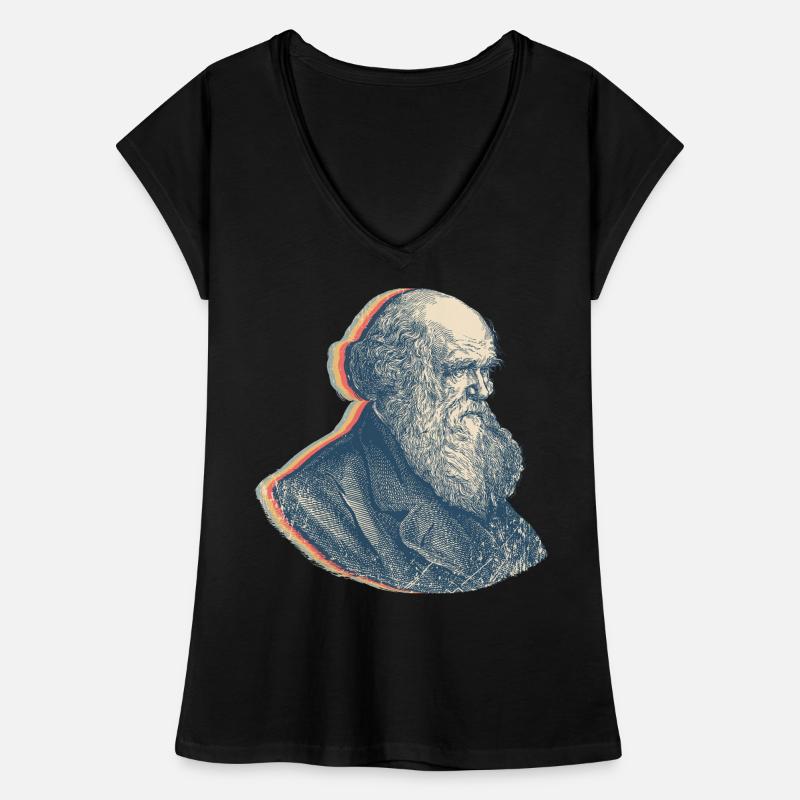 Charles Darwin Evolutionstheorie Retro-Linienkunst Frauen Vintage T-Shirt