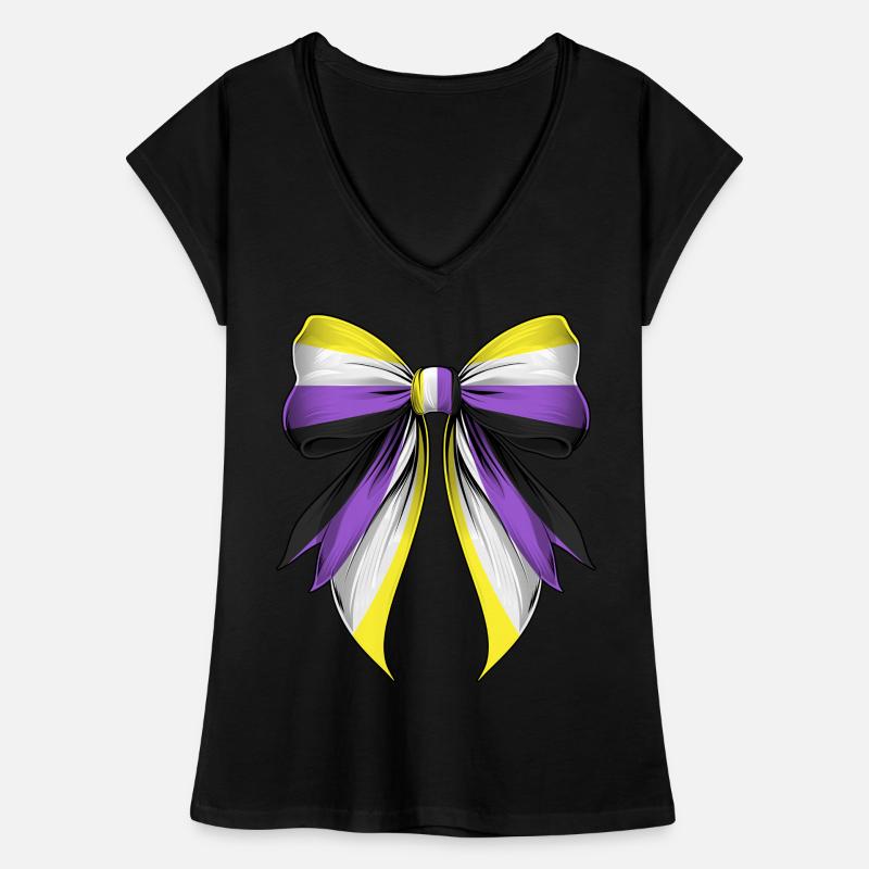 Coquette Bow Non Binary Pride Flag LGBTQ Women's Vintage T-Shirt