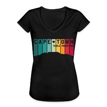 Cape Town Cap Table Mountain Tafelberg Montagne - T-shirt vintage Femme - noir - Devant - Danielle (179cm)