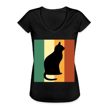 Cat pet - Women's Vintage T-Shirt - black - Front - Danielle (179cm)