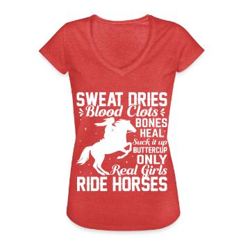 La sueur assèche les caillots sanguins Les os guérissent Suck - T-shirt vintage Femme - rouge chiné - Devant - Danielle (179cm)