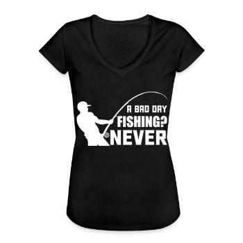 En dålig dag att fiska är aldrig - - Vintage-T-shirt dam - svart - Fram