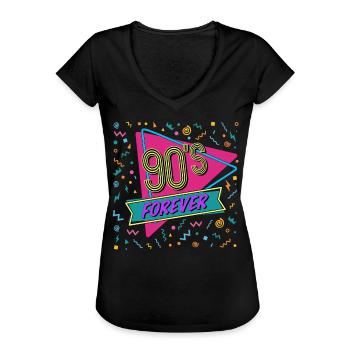 90s Forever 90er Jahre Party 90's Kostüm - Frauen Vintage T-Shirt - Schwarz - Vorne - Danielle (179cm)