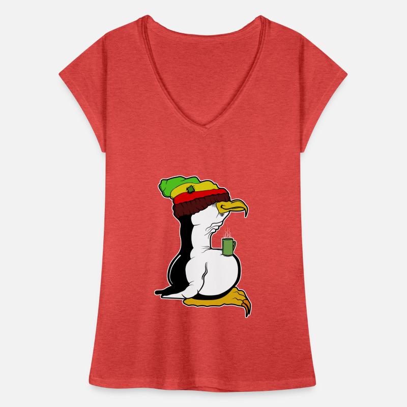Tux Linux Penguin Coffee Break Computer Geek Rasta Women's Vintage T-Shirt