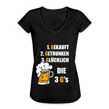 Die 3 G's Biertrinker Bierliebhaber Lustiger Bier - Frauen Vintage T-Shirt - Schwarz - Vorne - Danielle (179cm)