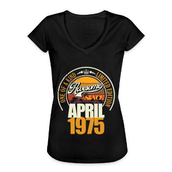Großartig seit April 1975 50. Geburtstag Spruch 50 - Frauen Vintage T-Shirt - Schwarz - Vorne - Danielle (179cm)