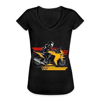 Motorrad Bike - Frauen Vintage T-Shirt - Schwarz - Vorne