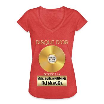Gold Record World's Best Godmother - Women's Vintage T-Shirt - heather red - Front - Danielle (179cm)