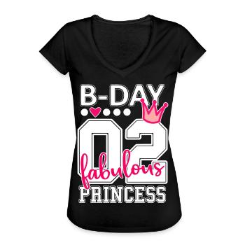 2. Geburtstag Nummer 02 Prinzessin - Frauen Vintage T-Shirt - Schwarz - Vorne