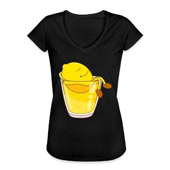 Süßes Zitrone in Zitronen Limonade Softdrink - Frauen Vintage T-Shirt - Schwarz - Vorne - Danielle (179cm)