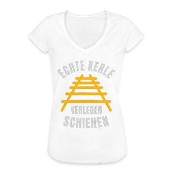 Echte Kerle verlegen Schienen Gleise - Frauen Vintage T-Shirt - Anthrazit - Vorne - Danielle (179cm)