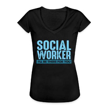 Sozialarbeiter - Frauen Vintage T-Shirt - Schwarz - Vorne - Danielle (179cm)