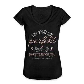 Physiotherapeutin - Frauen Vintage T-Shirt - Schwarz - Vorne - Danielle (179cm)