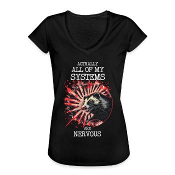 Actually All Of My Systems Are Nervous Opossum - Women's Vintage T-Shirt - black - Front - Danielle (179cm)