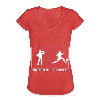 Dein Freund - Mein Freund - Fußballprofi - Frauen Vintage T-Shirt - Rot meliert - Vorne - Danielle (179cm)