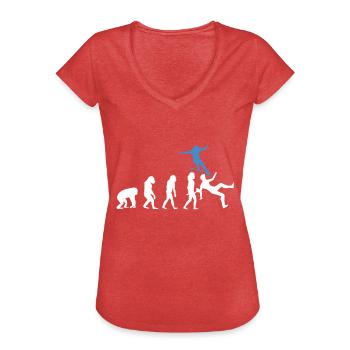 Skateboarder Evolution Skateboard Skateboarding - Frauen Vintage T-Shirt - Rot meliert - Vorne - Danielle (179cm)