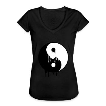 Cadeau de méditation taoïsme Yin Yang Melting Harmony - T-shirt vintage Femme - noir - Devant - Danielle (179cm)