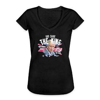 Gott schütze den König Karl III. - Frauen Vintage T-Shirt - Schwarz - Vorne - Danielle (179cm)