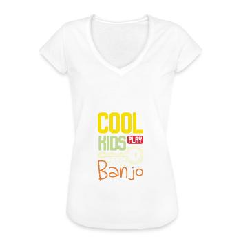 Musicians children cool kids play banjo - Women's Vintage T-Shirt - black - Front - Danielle (179cm)