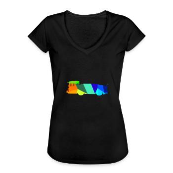 Aircraft Tug Rainbow Polygon Runway - Women's Vintage T-Shirt - black - Front - Danielle (179cm)