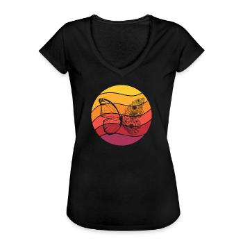 Papillon Retro Style Vintage - T-shirt vintage Femme - noir - Devant - Danielle (179cm)