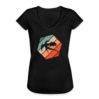Drache Retro Style Vintage - Frauen Vintage T-Shirt - Schwarz - Vorne - Danielle (179cm)
