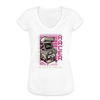 Racer Arcade Neon Retro - T-shirt vintage Femme - noir - Devant - Danielle (179cm)