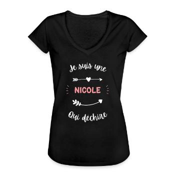 Je suis une nicole qui déchire - T-shirt vintage Femme - noir - Devant