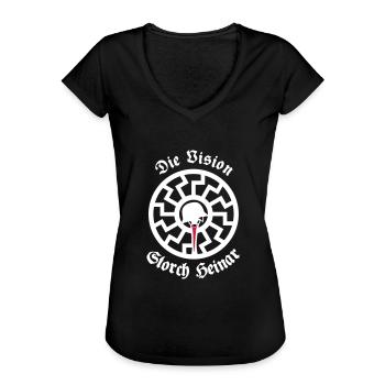 Überzieher "Weiße Sonne" - Frauen Vintage T-Shirt - Schwarz - Vorne - Danielle (179cm)