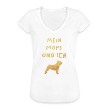Or Carlin Vie Chien Amour Amour Fan Animal Amour Woof - T-shirt vintage Femme - noir - Devant - Danielle (179cm)