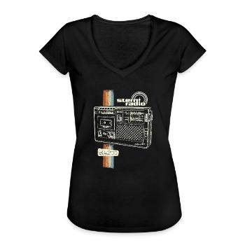 DDR Kult Kasettenrecorder RFT R4200 Retro Ostalgie - Frauen Vintage T-Shirt - Schwarz - Vorne