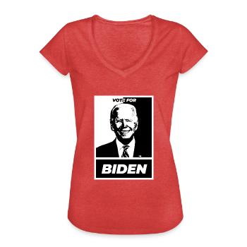 Votez pour biden simple blanc - T-shirt vintage Femme - rouge chiné - Devant - Danielle (179cm)