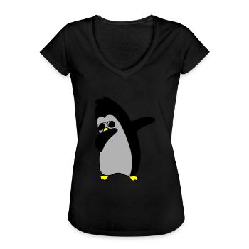 pinguin dabbing 02 - Frauen Vintage T-Shirt - Schwarz - Vorne - Danielle (179cm)