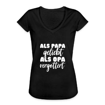 Als Papa geliebt als Opa vergöttert - Frauen Vintage T-Shirt - Schwarz - Vorne