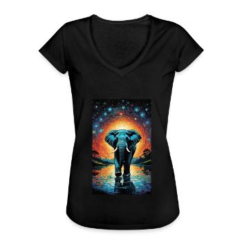 Elephant | Wild Animal | Africa | Children's motifs - Women's Vintage T-Shirt - black - Front - Danielle (179cm)