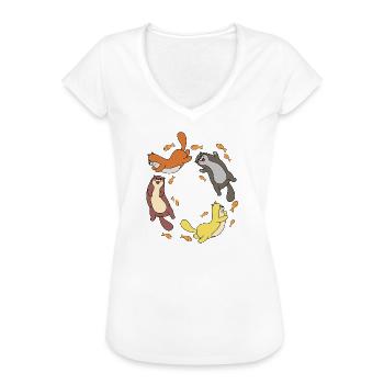 Otter - Frauen Vintage T-Shirt - Schwarz - Vorne - Danielle (179cm)