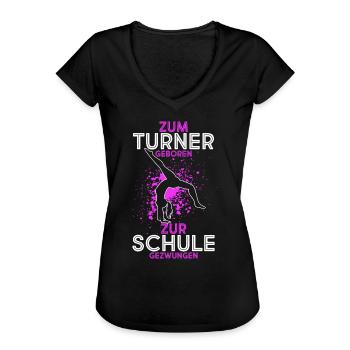 Turnen Besser Als Schule Gymnsatik Trainer Sport T - Frauen Vintage T-Shirt - Schwarz - Vorne - Danielle (179cm)