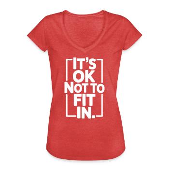 C’est normal de ne pas s’intégrer à la motivation de l’individualité - T-shirt vintage Femme - rouge chiné - Devant - Danielle (179cm)