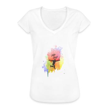 Farbkleks splash of color Holi breakdance Hip Hop - Frauen Vintage T-Shirt - Schwarz - Vorne - Danielle (179cm)