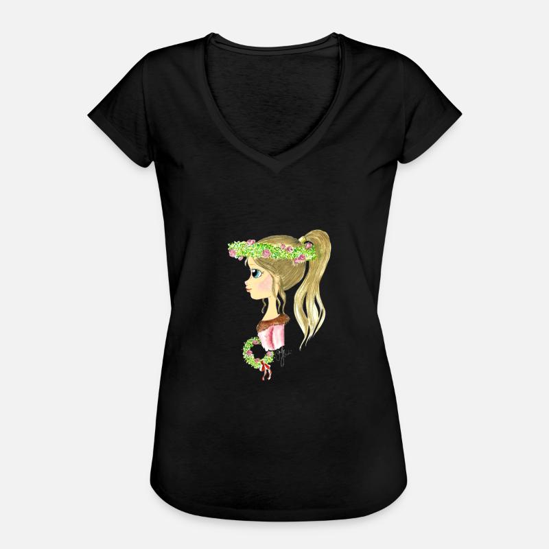 Blumenmädchen_2 - Women's Vintage T-Shirt - black