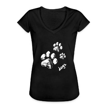 Hundepfoten - Dogs - Frauen Vintage T-Shirt - Schwarz - Vorne - Danielle (179cm)