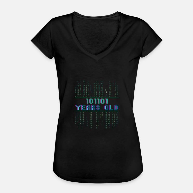 45th Birthday 45 Year Old Binary Code Coder - Women's Vintage T-Shirt - black